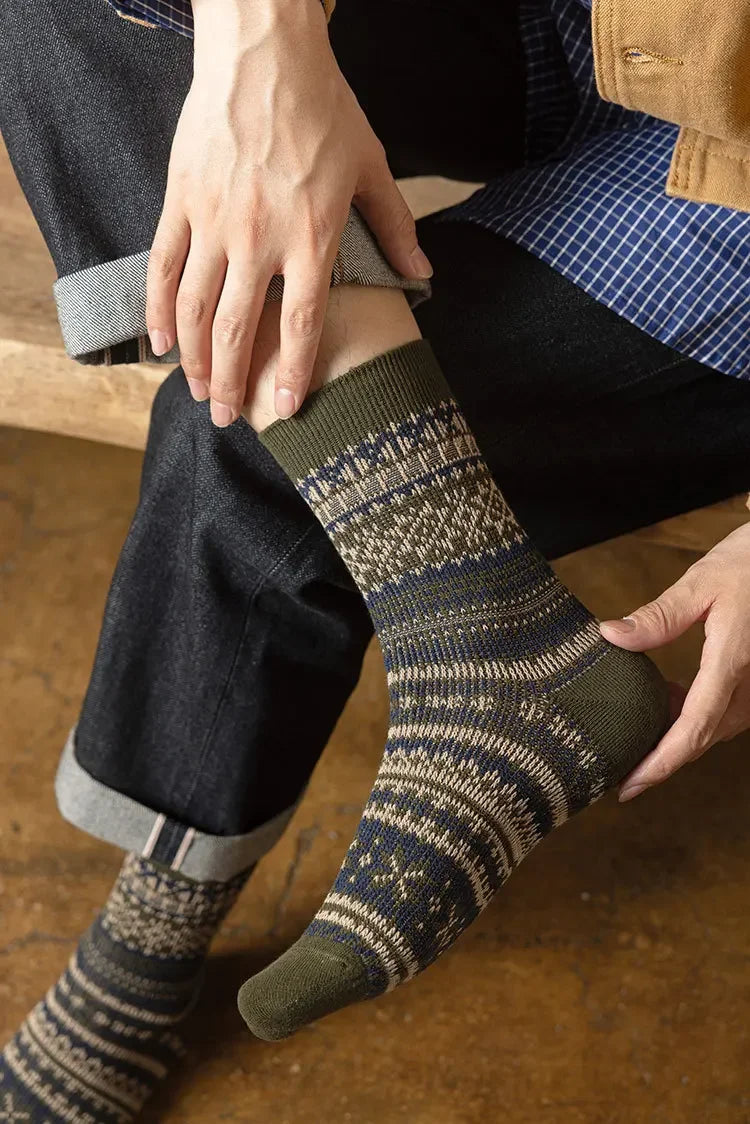 Mens Socks Fashion Retro Geometric Patterns