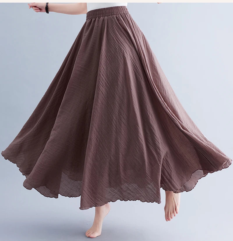 Boho Cotton Linen Beach Long Skirt