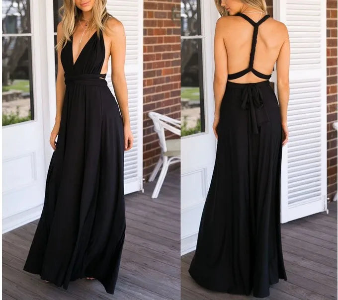 Women Dresses Multiway Wrap Convertible Boho Maxi Dress