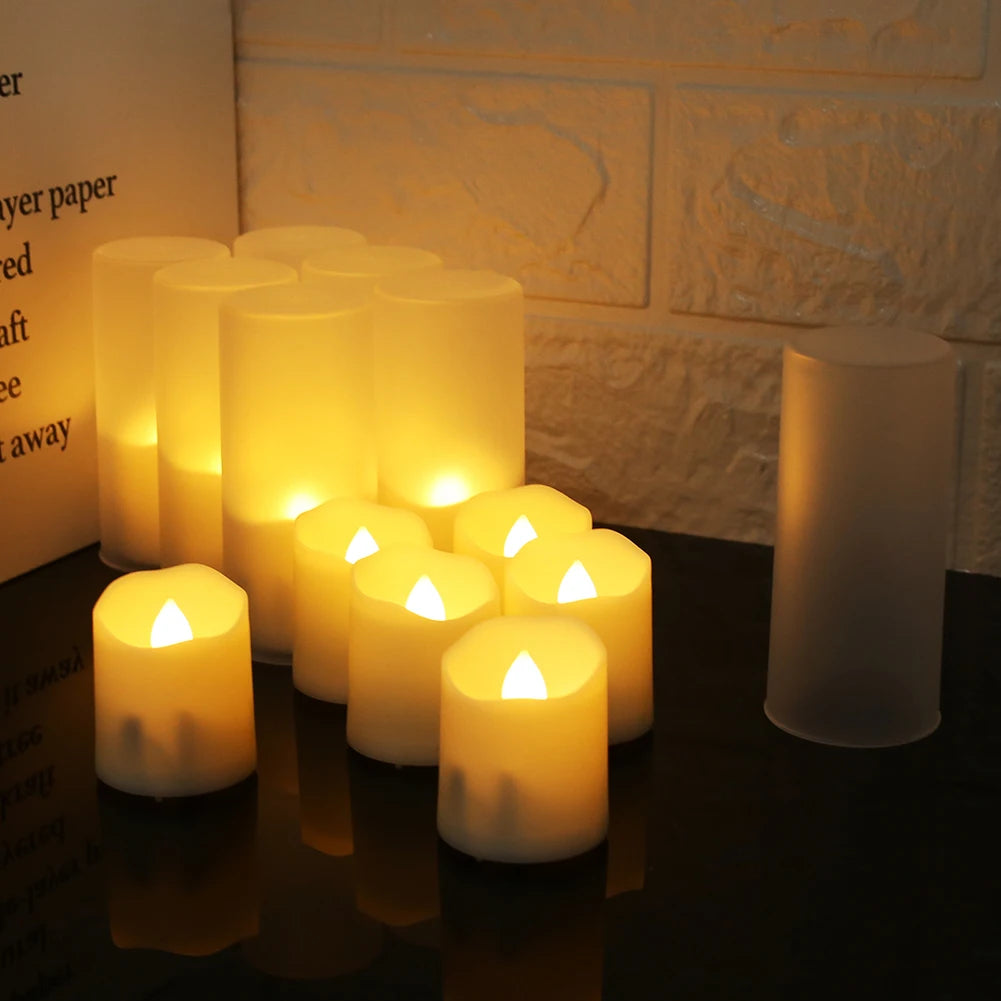 Rechargeable LED Candles By USB Timer Remote Flickering Flames