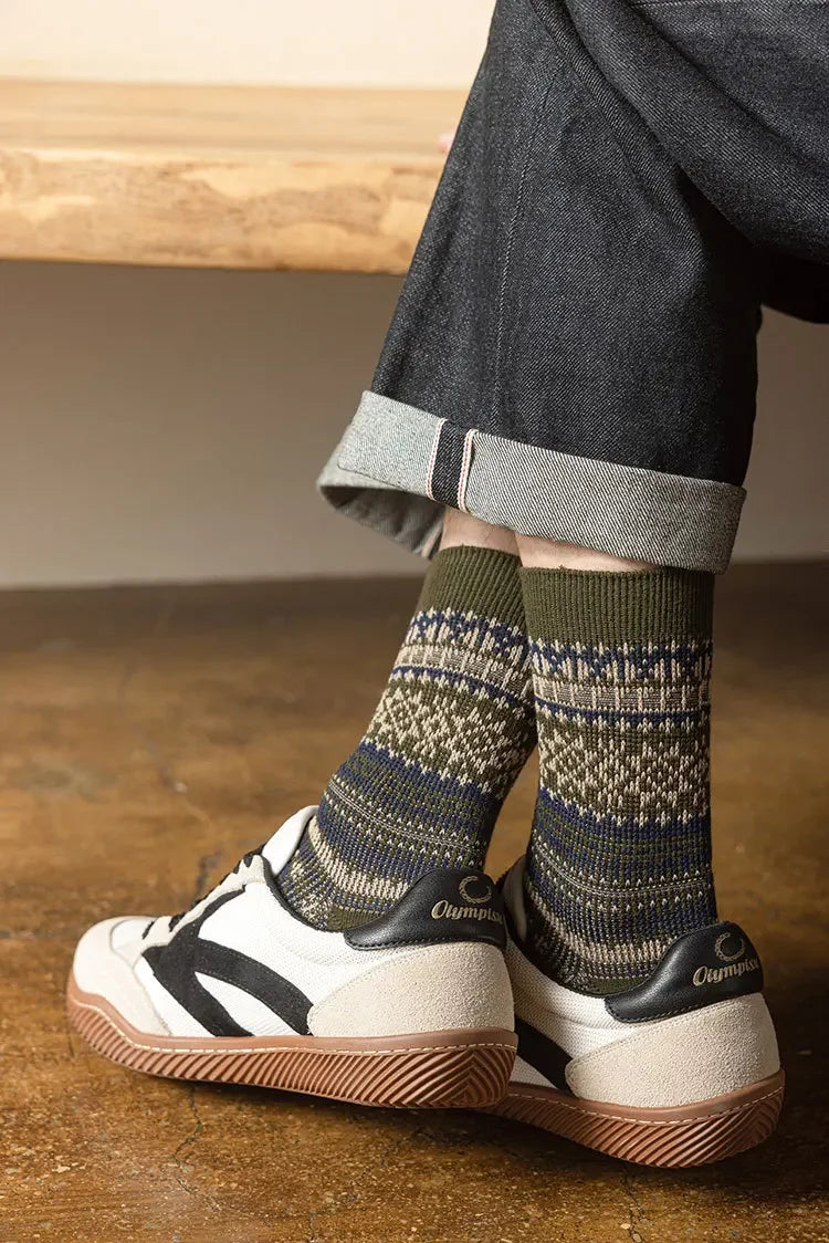 Mens Socks Fashion Retro Geometric Patterns