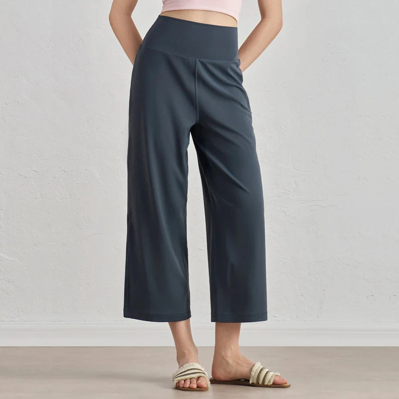 Capri Pants for Women Wide Leg Yoga Cropped Pants Tummy Control