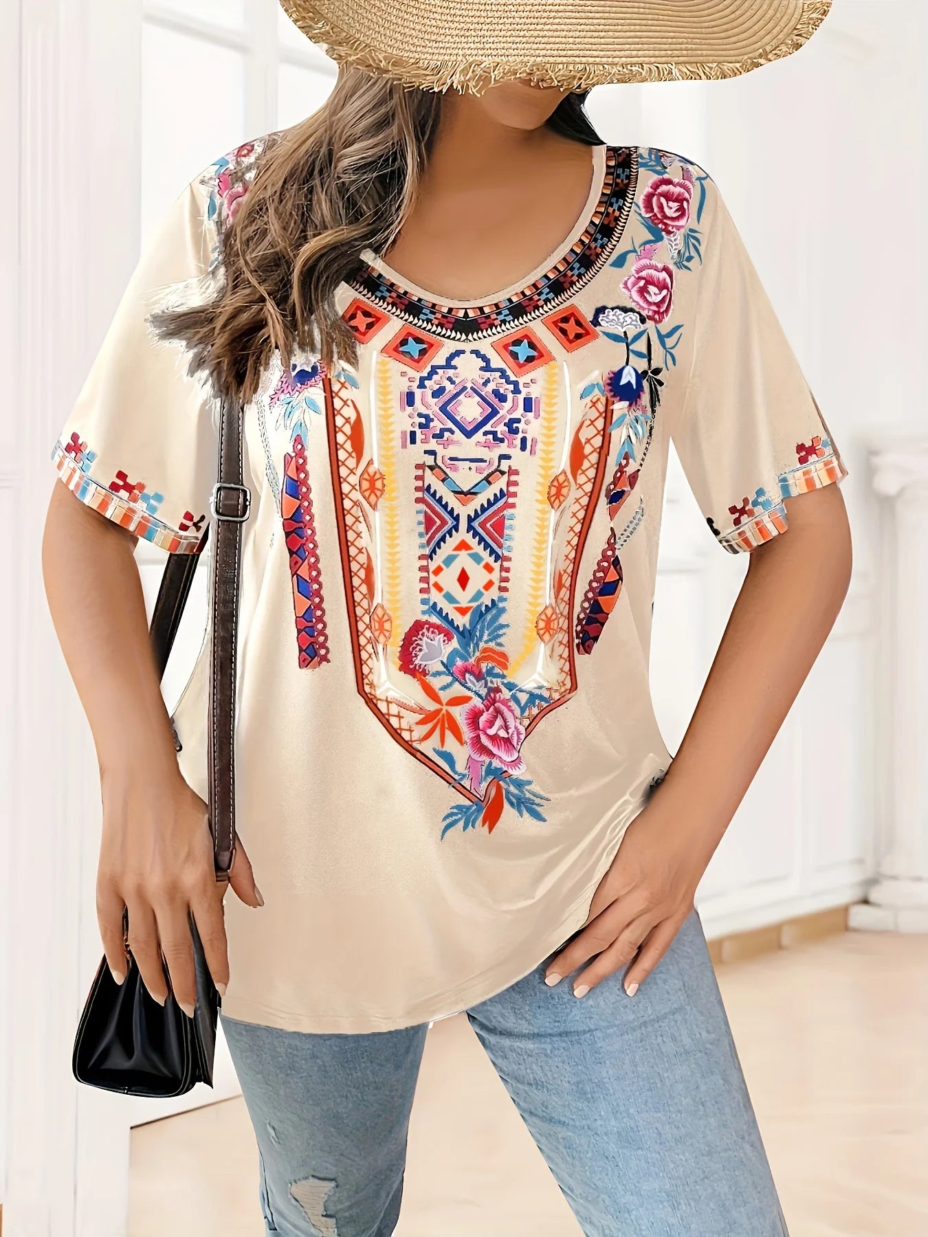 Plus Size Women's T-Shirt Boho Harajuku Graphic Print