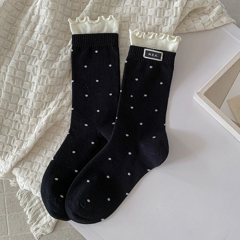 Women New Dots Cute Frilly Casual Fashion Socks