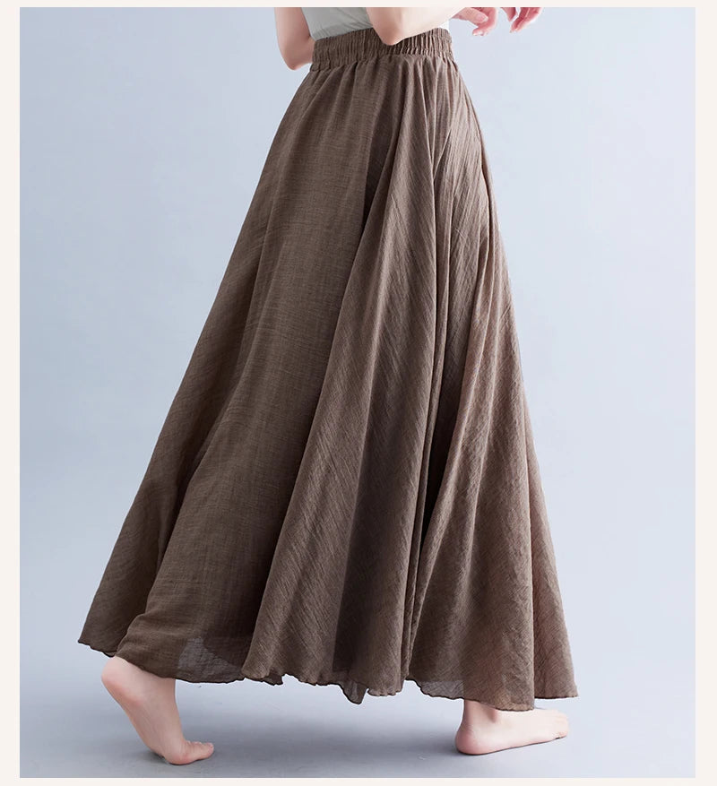 Boho Cotton Linen Beach Long Skirt