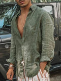 Men's casual fashion solid thin long-sleeved shir