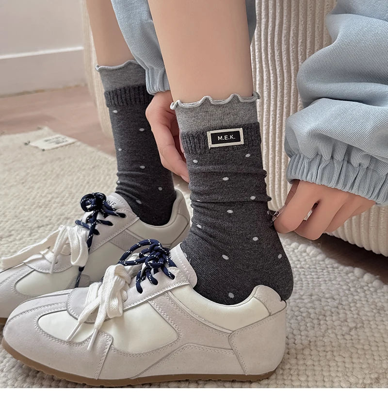 Women New Dots Cute Frilly Casual Fashion Socks