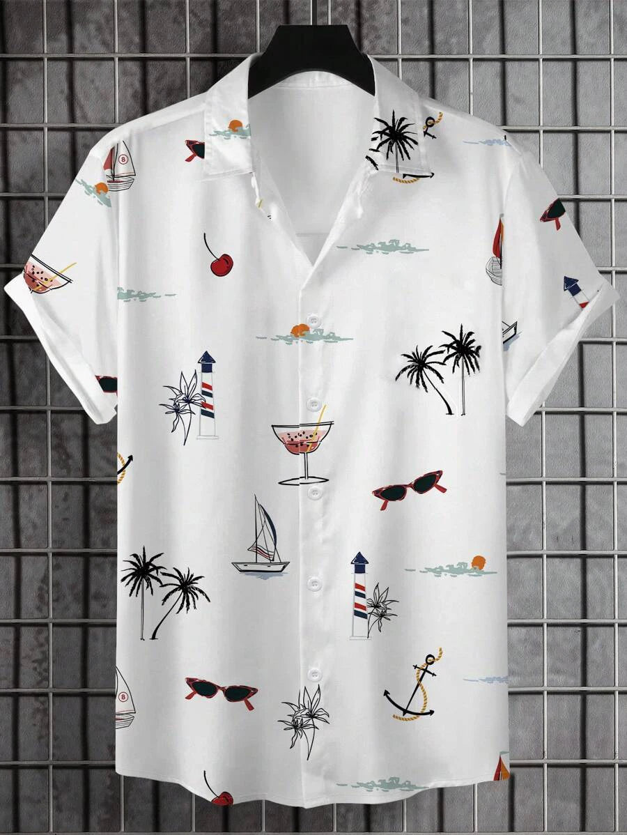 Men's Hawaiian Casual Button Down Short Sleeve Shirt