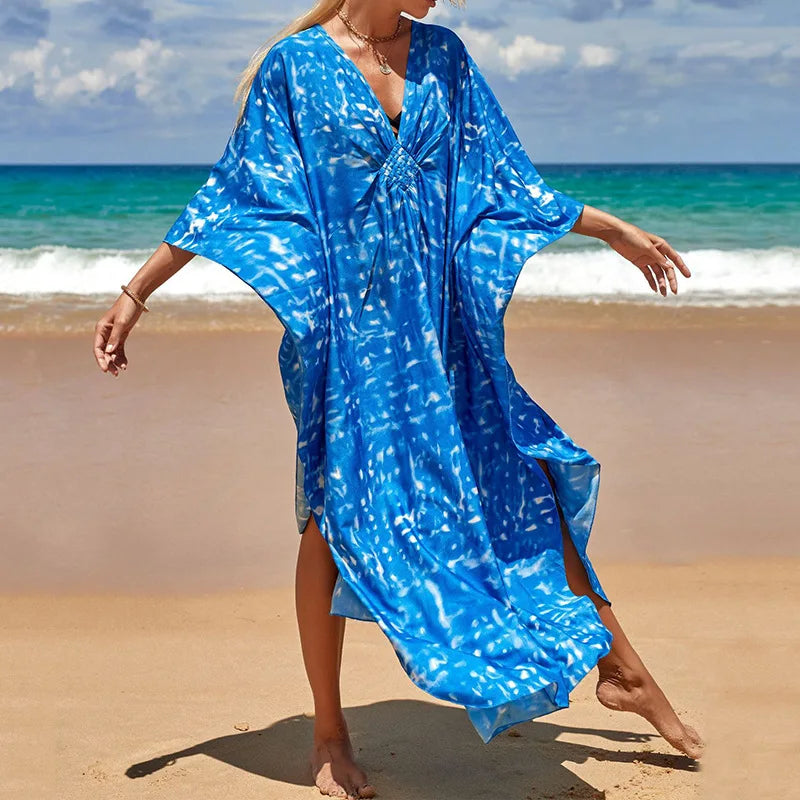 Boho Sexy Women's Dress Spring Summer Fashion Cotton Printed Beach Cover Up