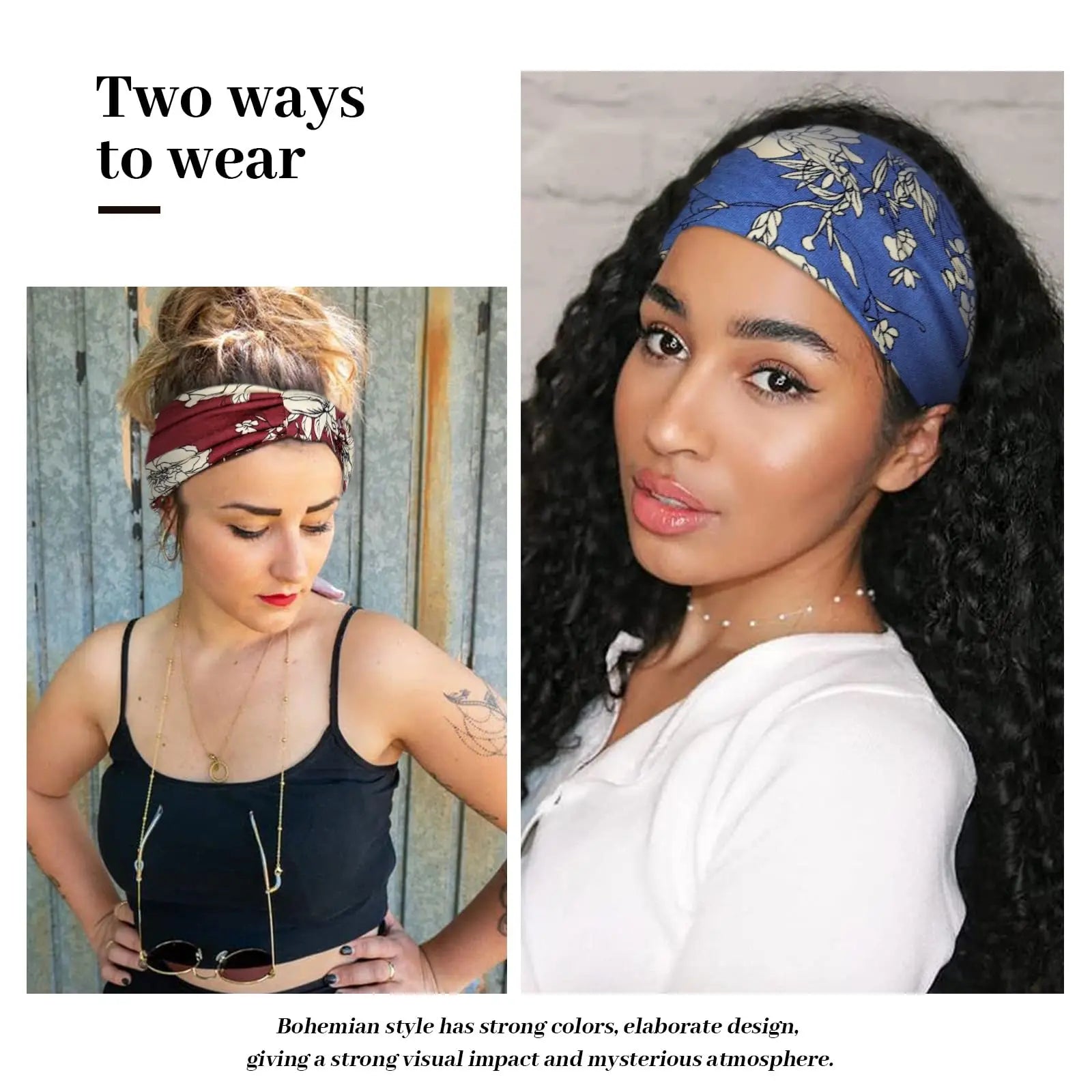 Boho Headbands for Women Cotton Wide Head Bands Stretch