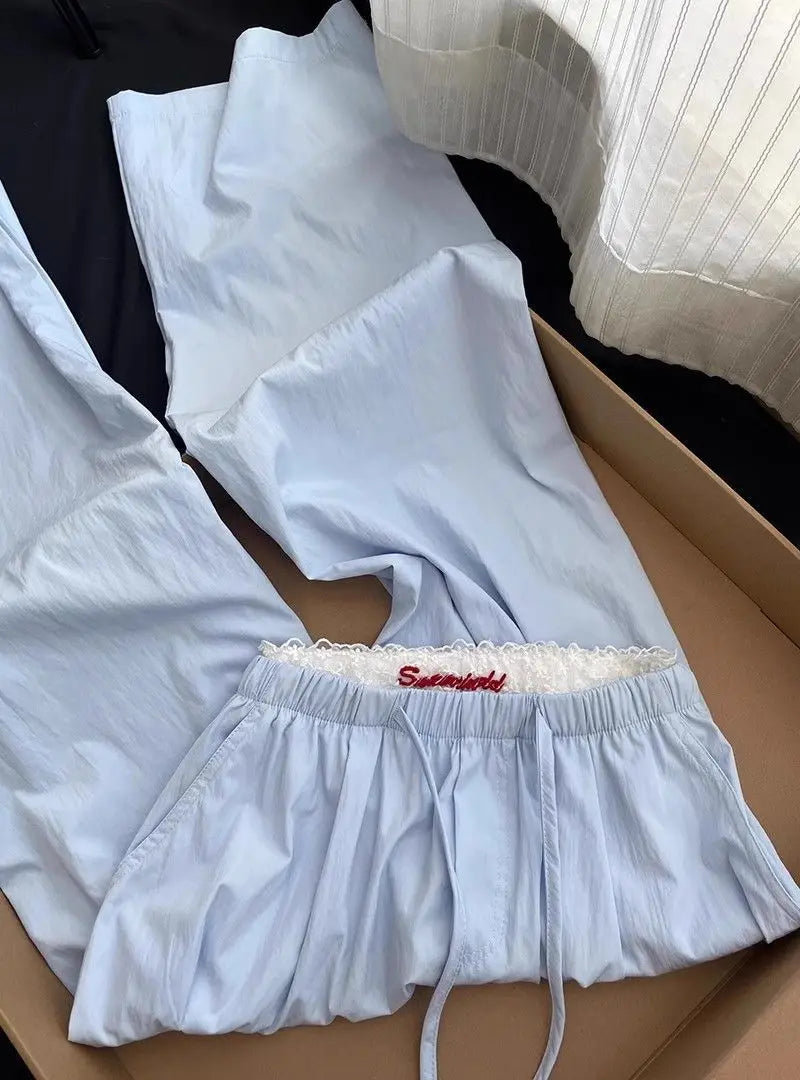 Blue High-waisted Slimming Slacks Women's