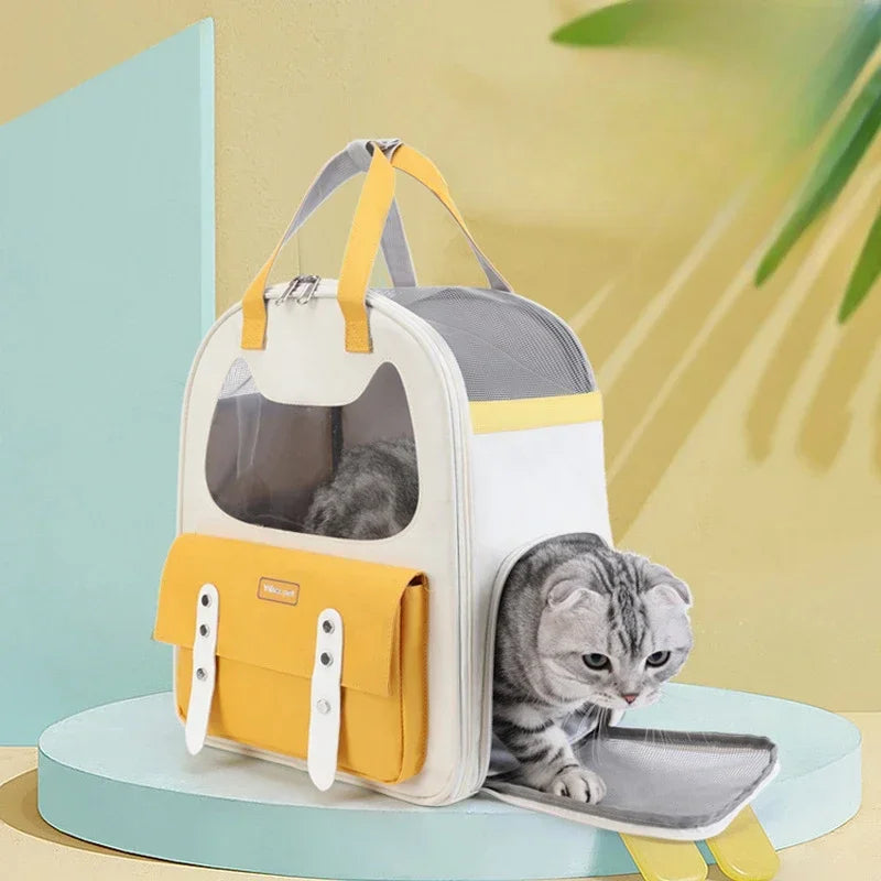 Portable Breathable Backpack for Carrying Pet Cats and Small Dogs