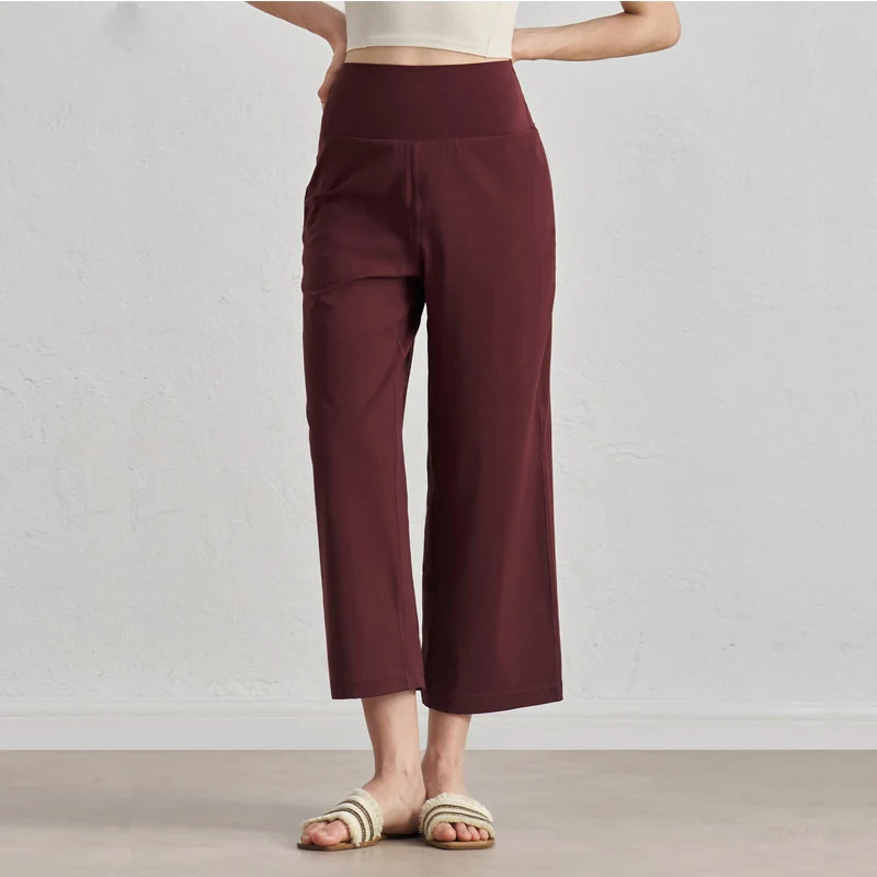 Capri Pants for Women Wide Leg Yoga Cropped Pants Tummy Control