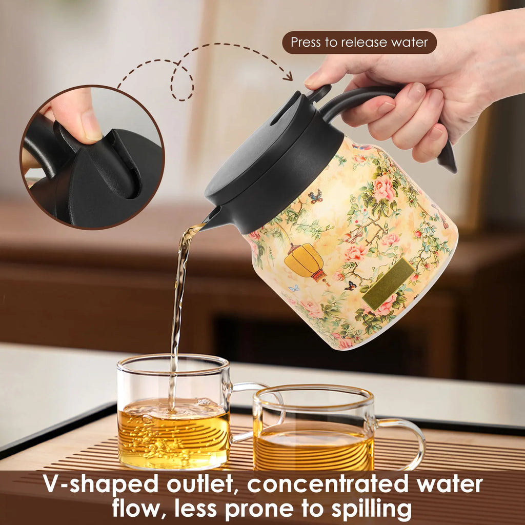 800/1000 ML Vintage Floral Tea Thermos Stainless Steel Tea Kettle