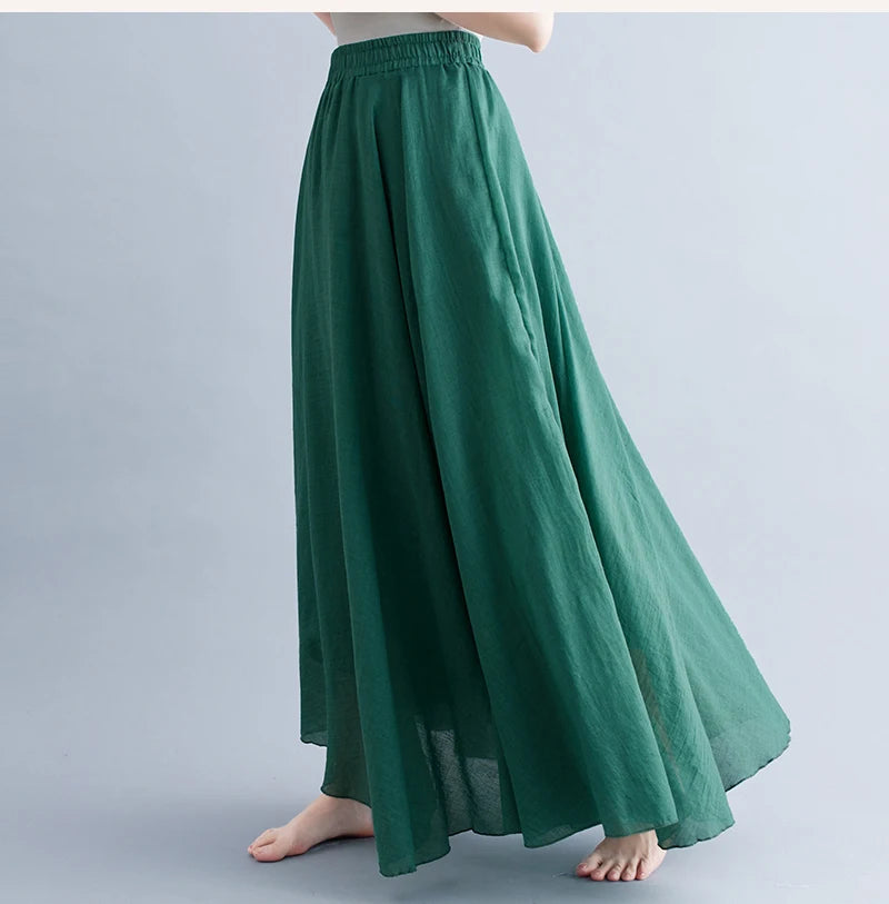 Boho Cotton Linen Beach Long Skirt