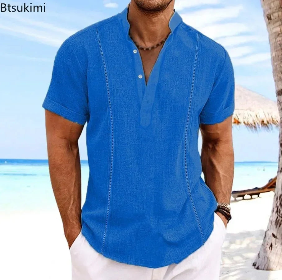 Men's Shirts Summer Short Sleeve Cotton Linen