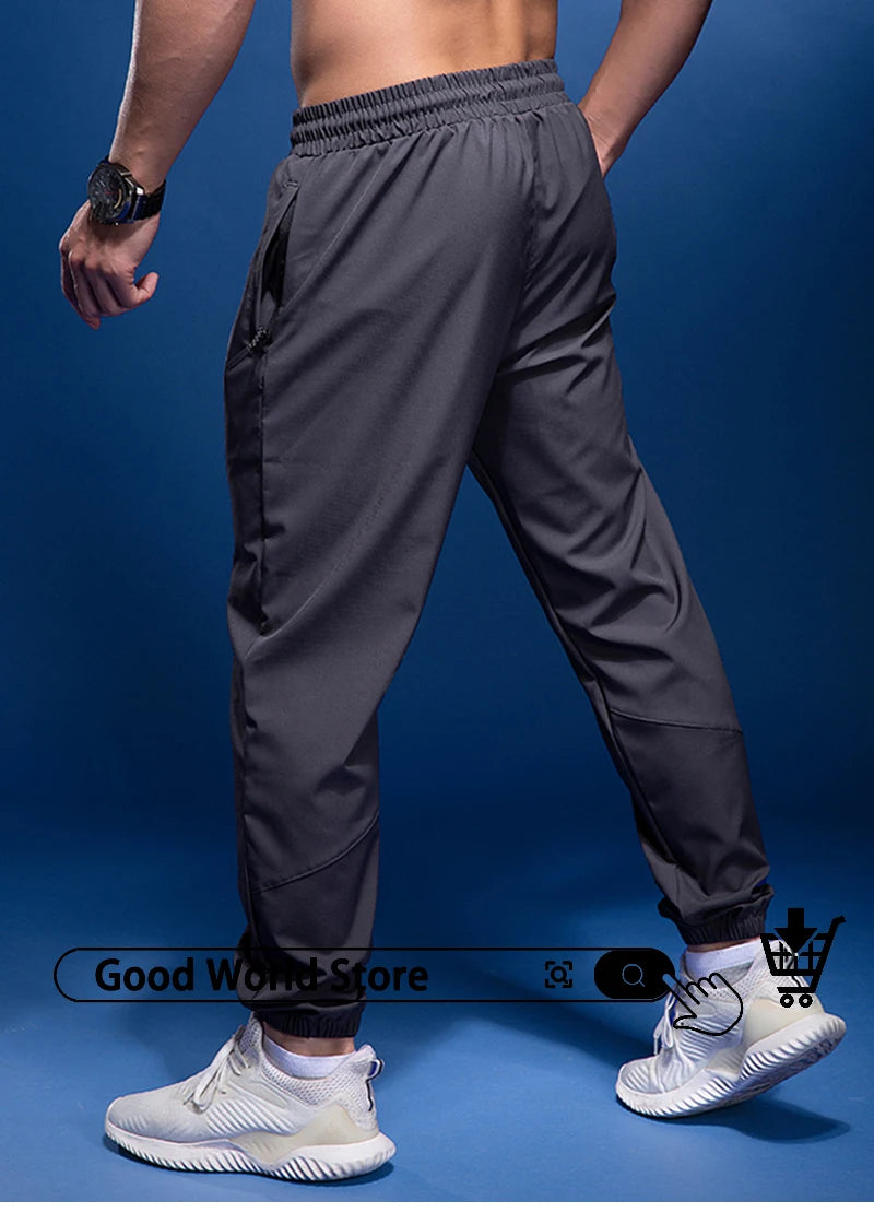 New Sport Pants Men Running Pants with Zipper Pockets