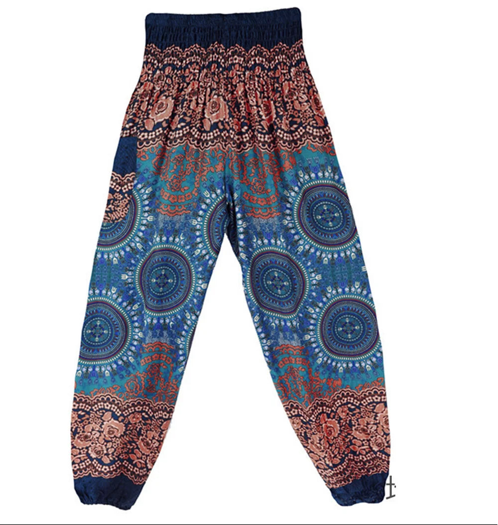 Boho Yoga Pants Wide Leg Women Harem Bohemian  Vintage Print