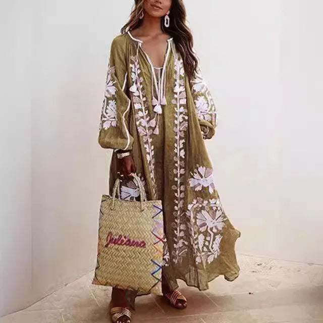 Boho Elegant Print Long Dress For Women