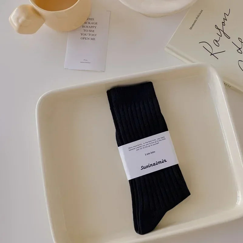 Women Socks Casual Fashion Solid Color