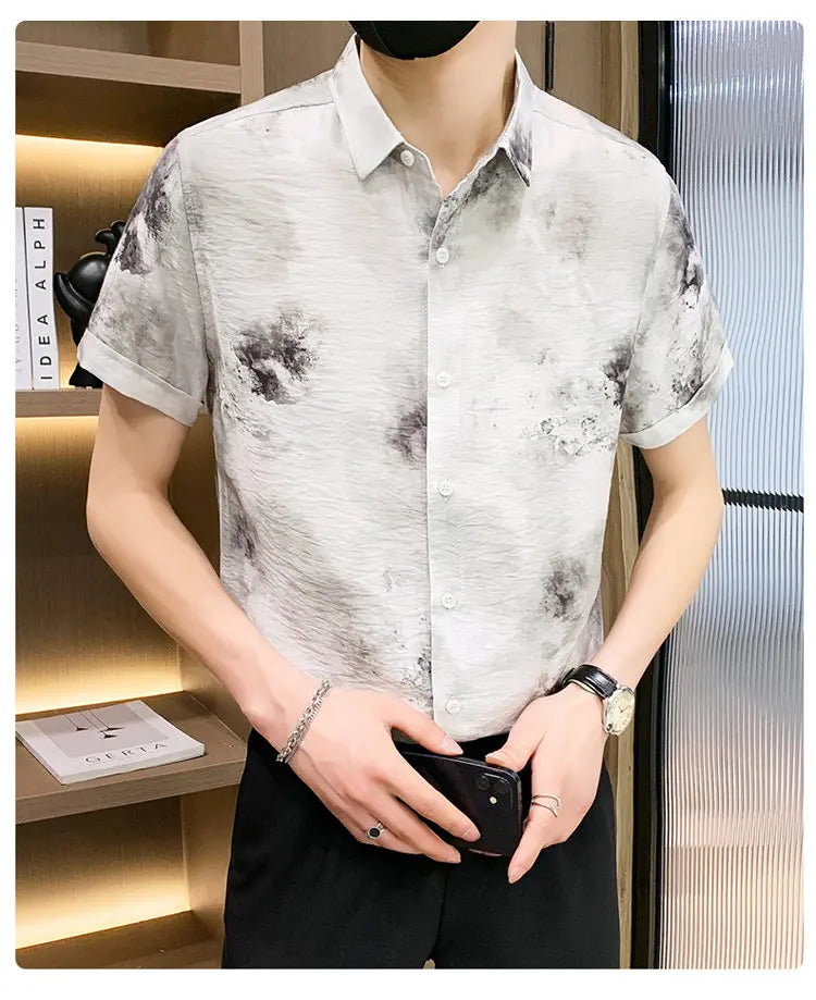 Fashion Men Summer Casual Short Sleeve Floral Shirt