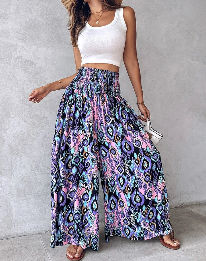Boho Print Pant Women Wide Leg
