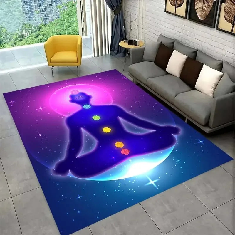 Colorful Yoga Pattern Floor Mats Door Decoration Home Living Room Floor Mats