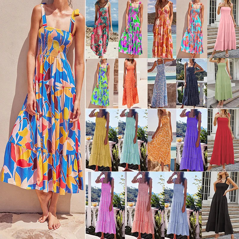 Fashion Bohemian Style Print Beach Dress