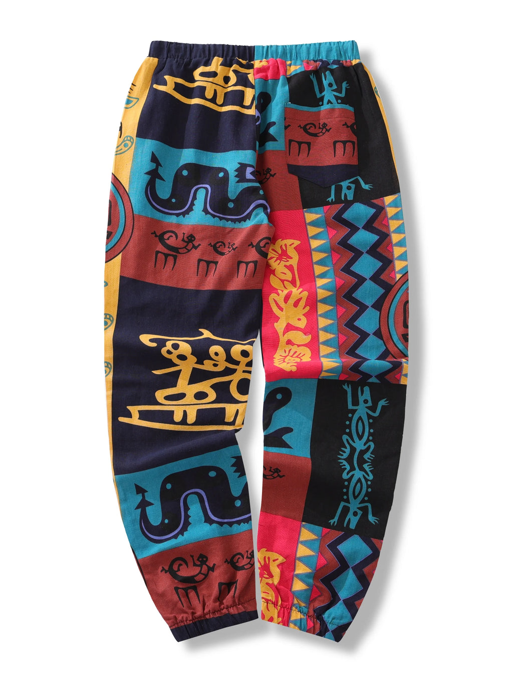 Mens Boho Tribal Print Stretch Linen