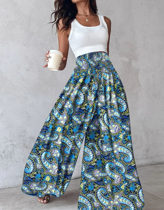 Boho Print Pant Women Wide Leg