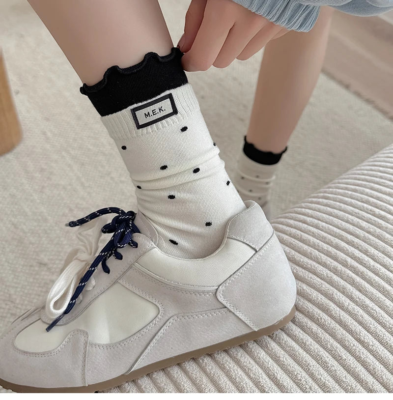 Women New Dots Cute Frilly Casual Fashion Socks