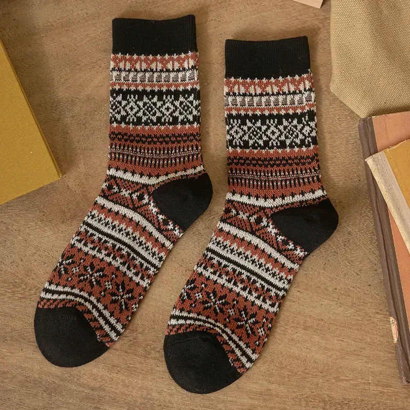 Mens Socks Fashion Retro Geometric Patterns