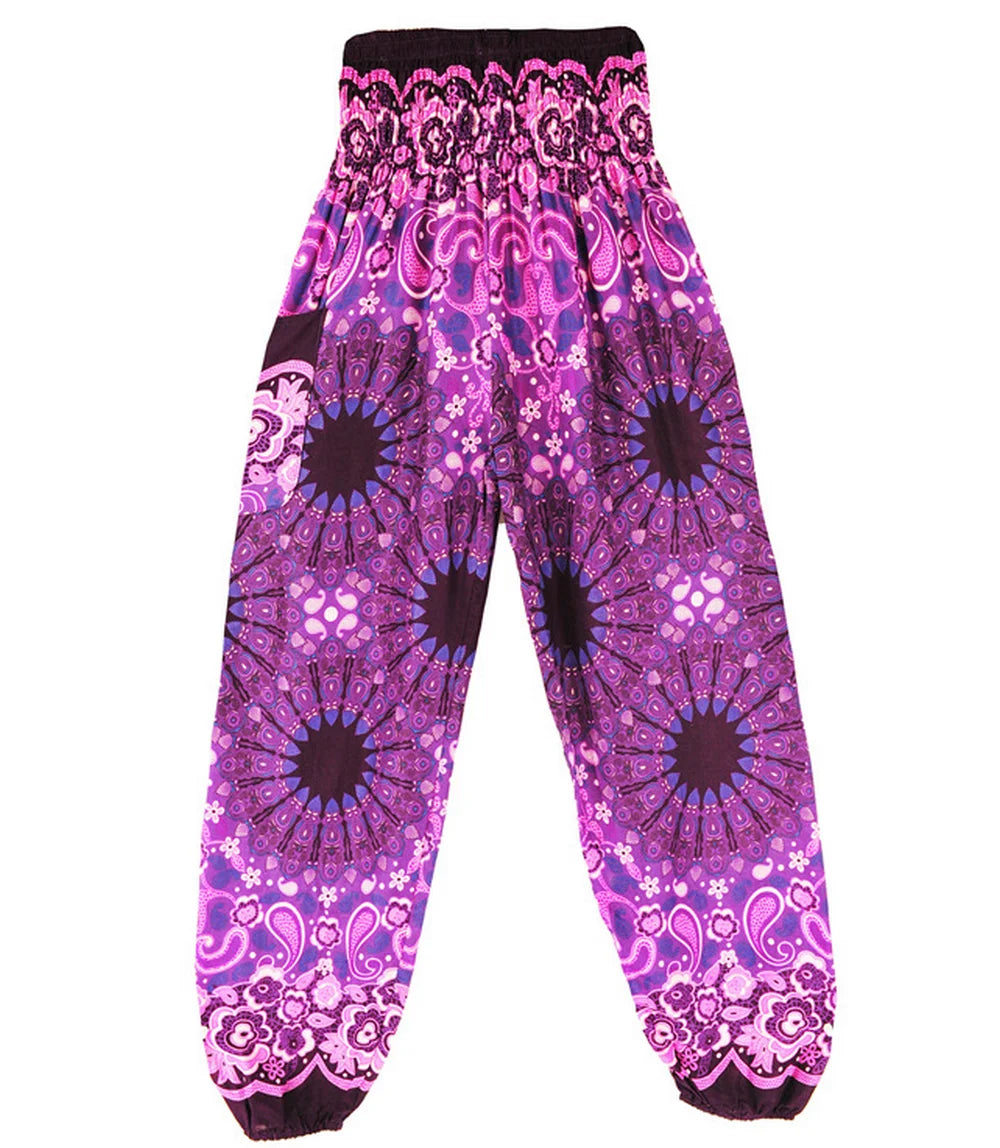 Boho Yoga Pants Wide Leg Women Harem Bohemian  Vintage Print