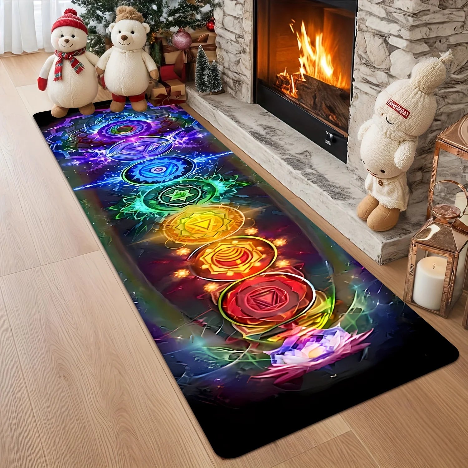 Seven Chakra Energy Yoga Mat Rainbow Seven-Color Chakra Lotus Design