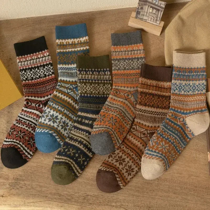 Mens Socks Fashion Retro Geometric Patterns