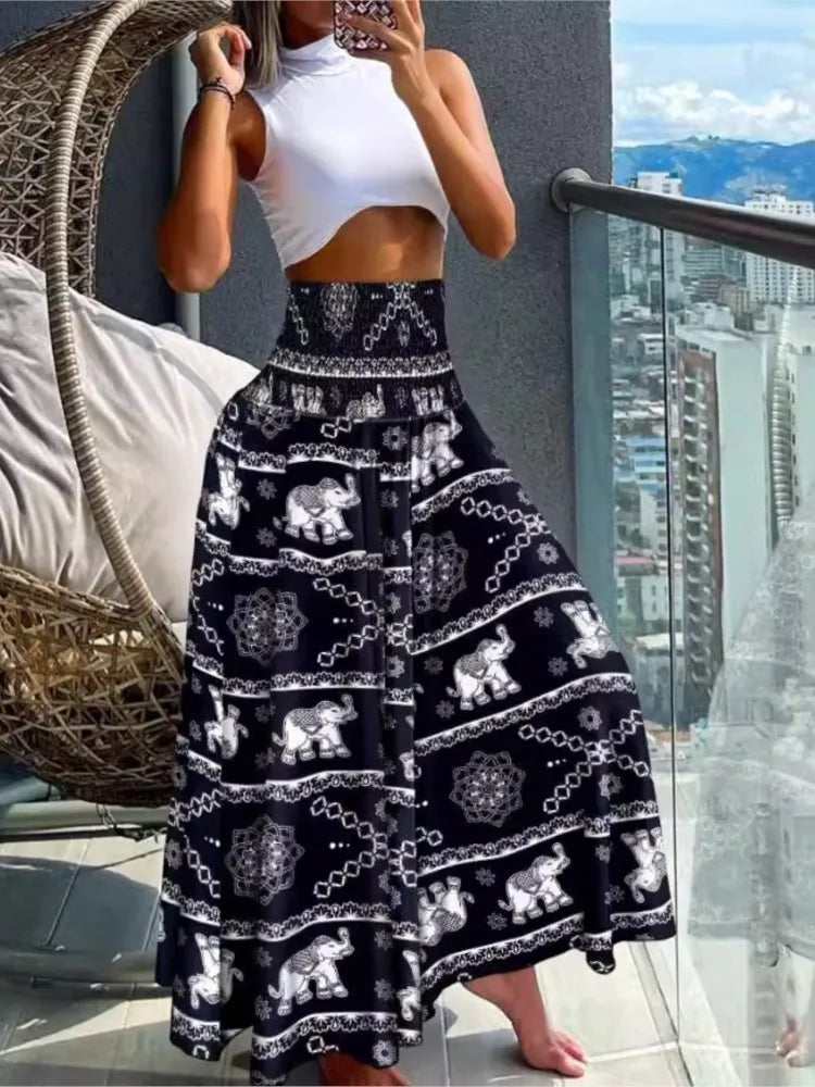 Boho Print Pant Women Wide Leg