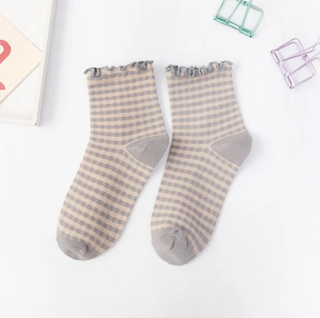 Women's Checkered Retro Vintage Cotton Socks