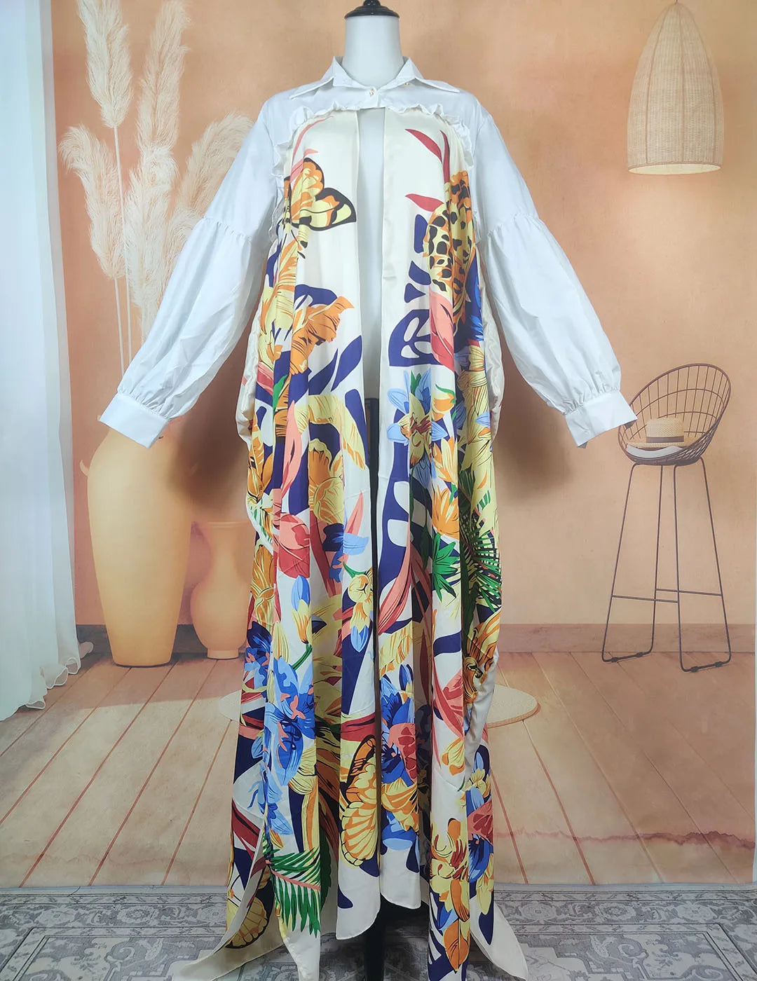 Boho Printed Women Silk Printed Two Pieces Set Plus Size