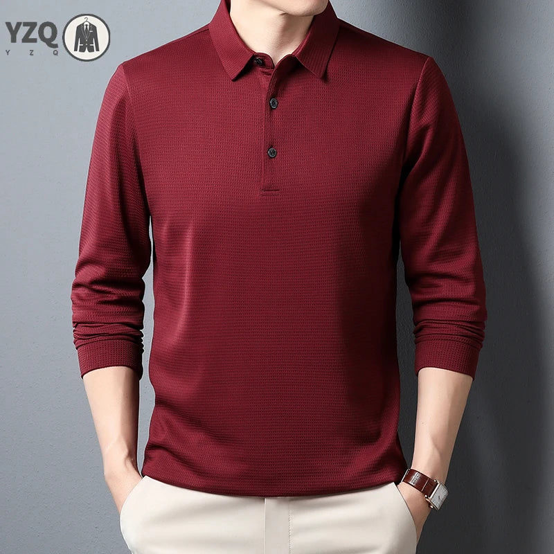Men's Business Casual Polo Long Sleeve