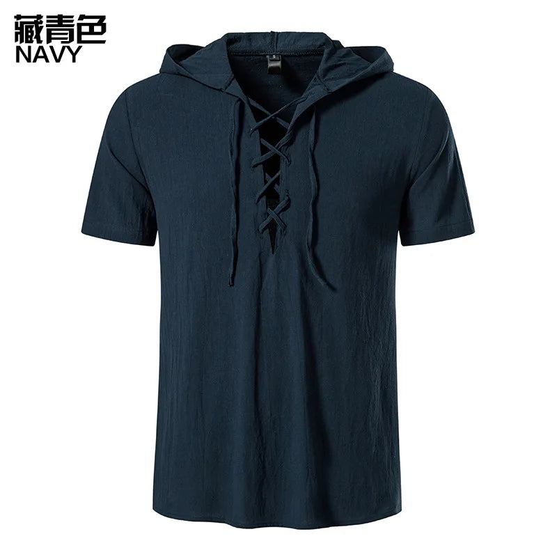 Men Shirts Hooded Solid Color