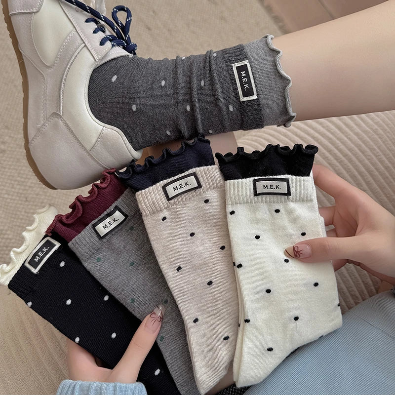 Women New Dots Cute Frilly Casual Fashion Socks