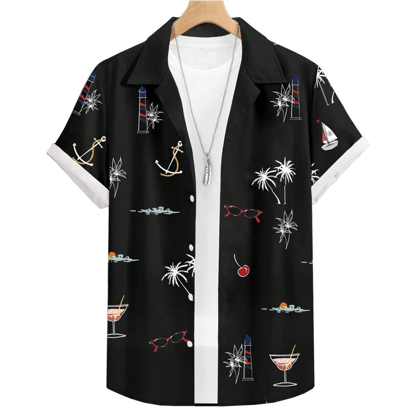Men's Hawaiian Casual Button Down Short Sleeve Shirt