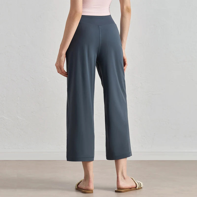 Capri Pants for Women Wide Leg Yoga Cropped Pants Tummy Control