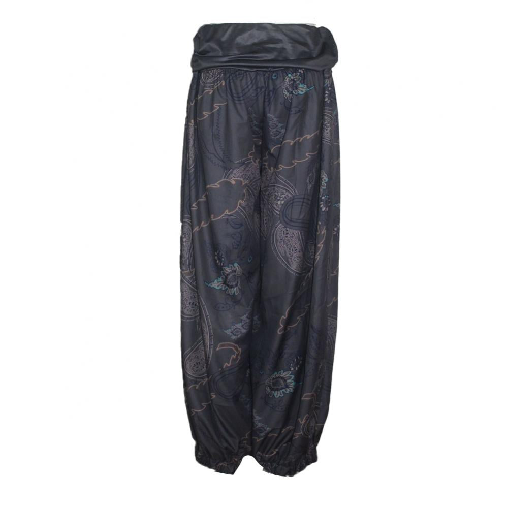 Women Boho Loose Pants Paisley Print High Waist Ankle Tied Harem Pants