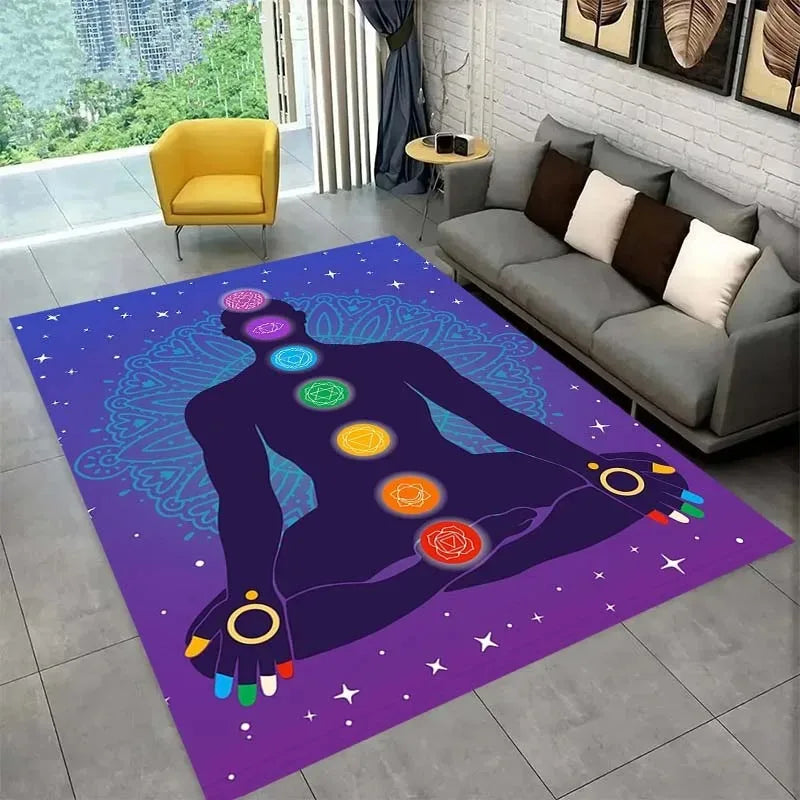 Colorful Yoga Pattern Floor Mats Door Decoration Home Living Room Floor Mats