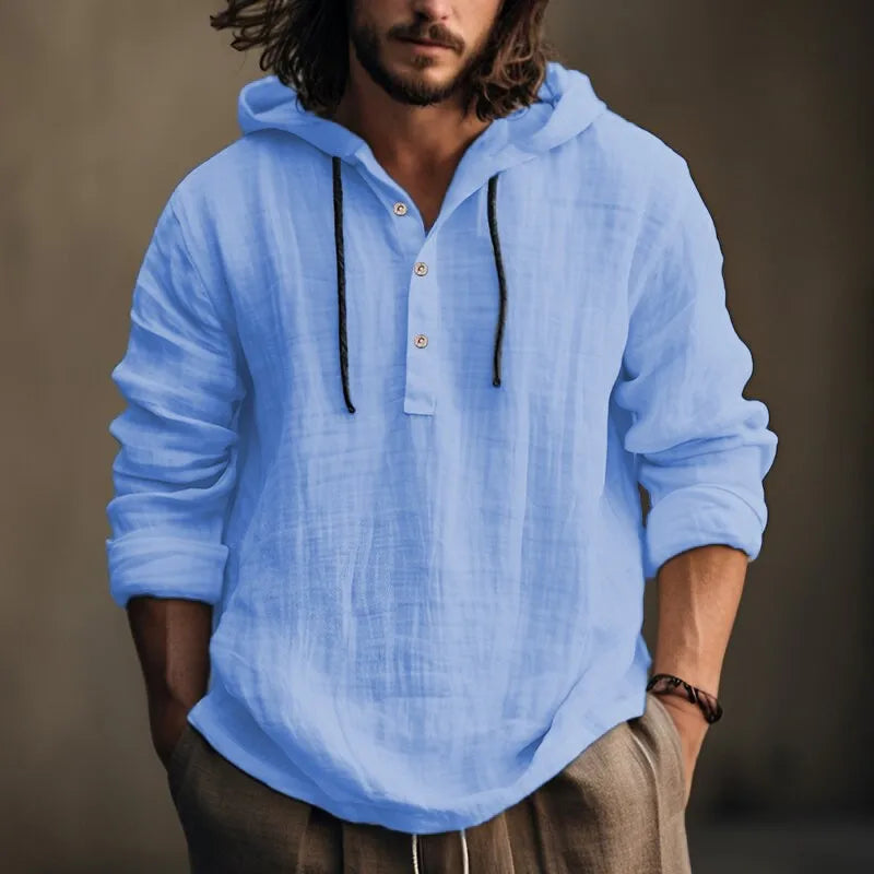 New Men's Casual Blouse Cotton Linen Shirt