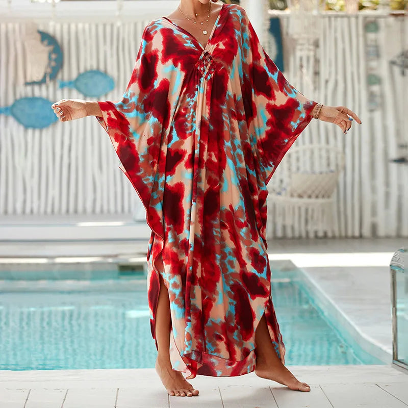 Boho Sexy Women's Dress Spring Summer Fashion Cotton Printed Beach Cover Up