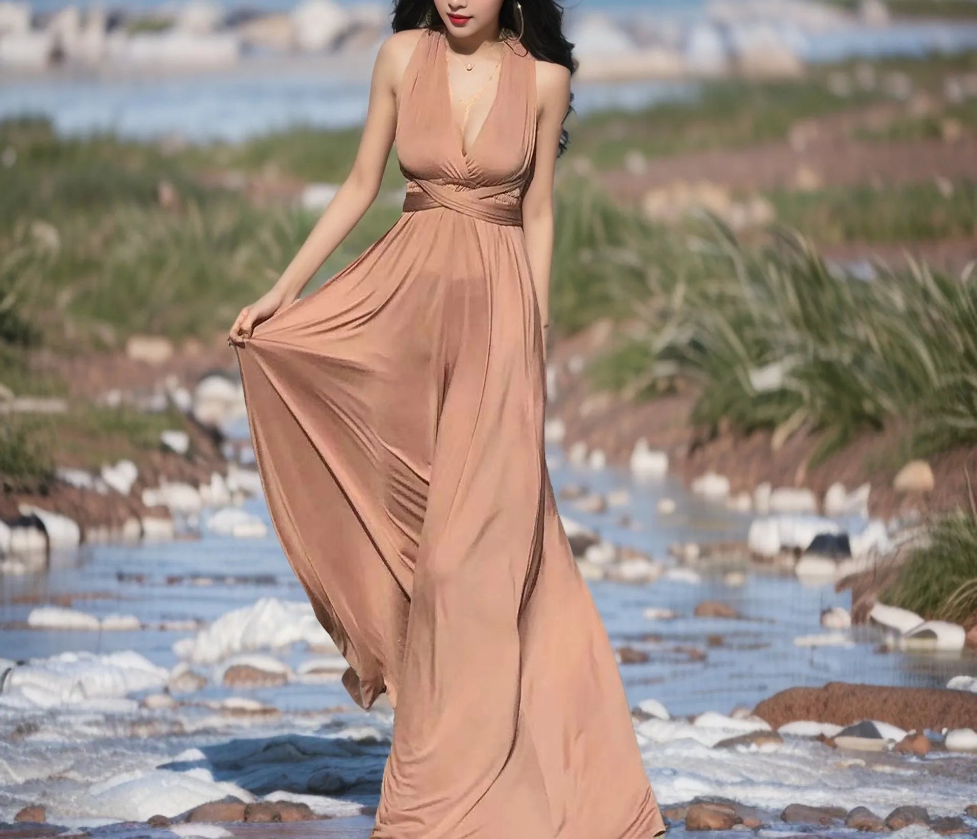 Women Dresses Multiway Wrap Convertible Boho Maxi Dress