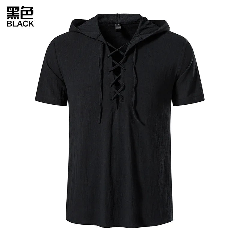 Men Shirts Hooded Solid Color