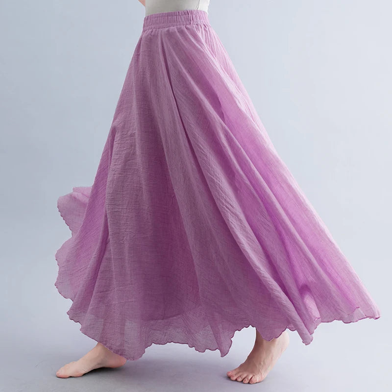Boho Cotton Linen Beach Long Skirt